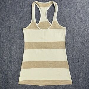 Lululemon Cool Racerback Tank Top Women Sz 6/8? 26" Bust White, Brown Cute Top